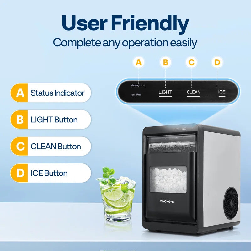 45 Lb.daily Production Pebble Ice Countertop Ice Maker With Self-cleaning