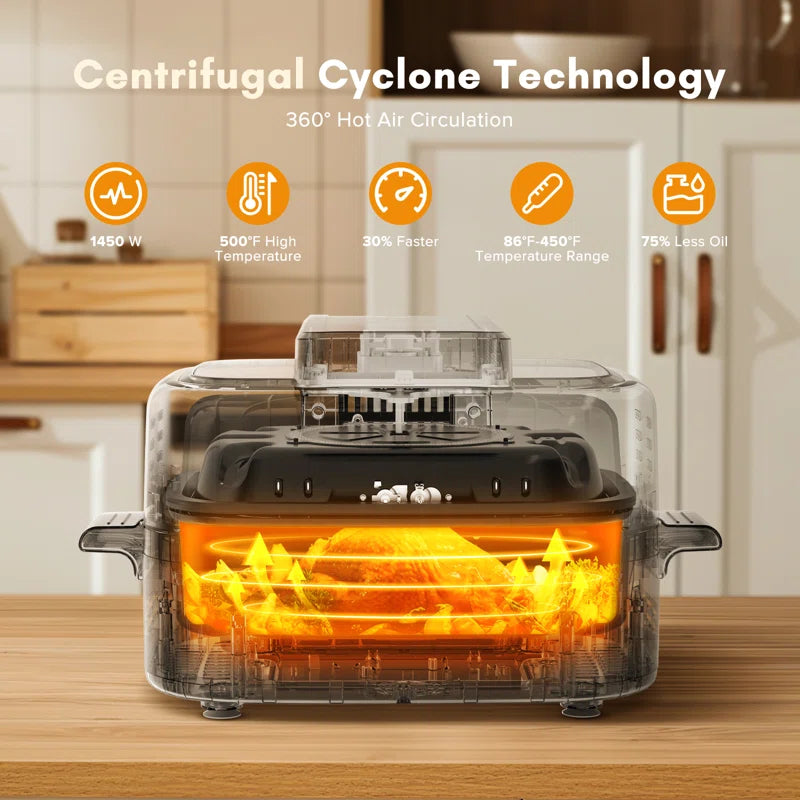 5-in-1 Multi-function Electric Air Fryer, Smart Push Button Control Panel, Fry & Roast & Bake , Easy to Hold & Clean, 1450W