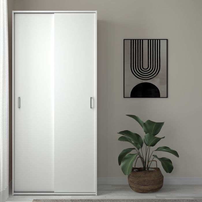 Space Wardrobe with 2 Sliding Doors in White