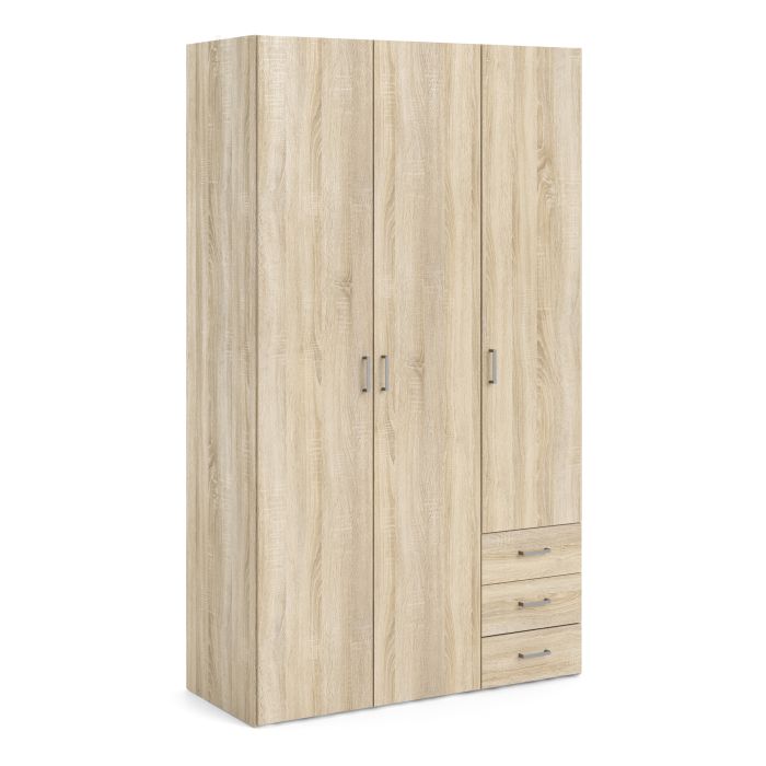 Space Wardrobe - 3 Doors 3 Drawers in Oak 2000