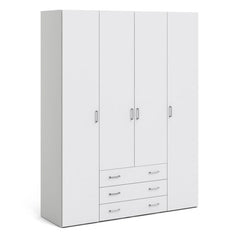 Space Wardrobe - 4 Doors 3 Drawers in White 2000