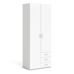 Space Wardrobe - 2 Doors 3 Drawers in White 2000