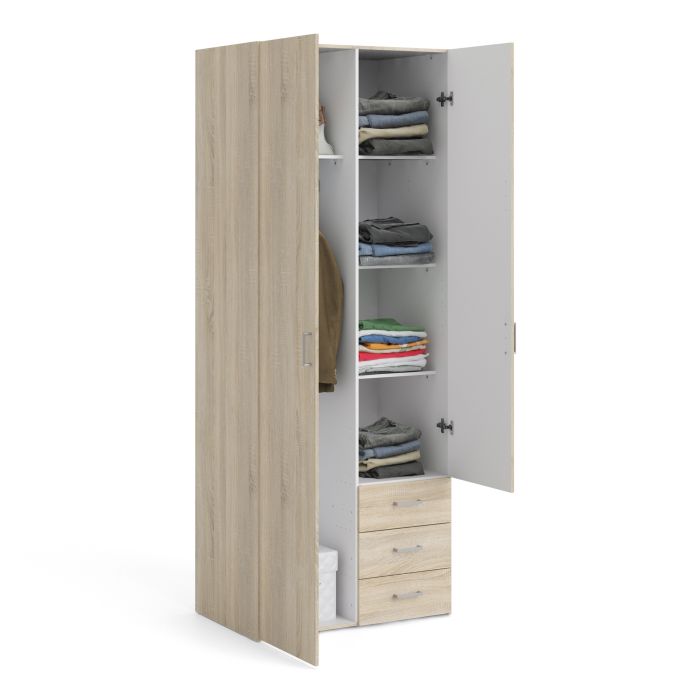 Space Wardrobe - 2 Doors 3 Drawers in Oak 2000