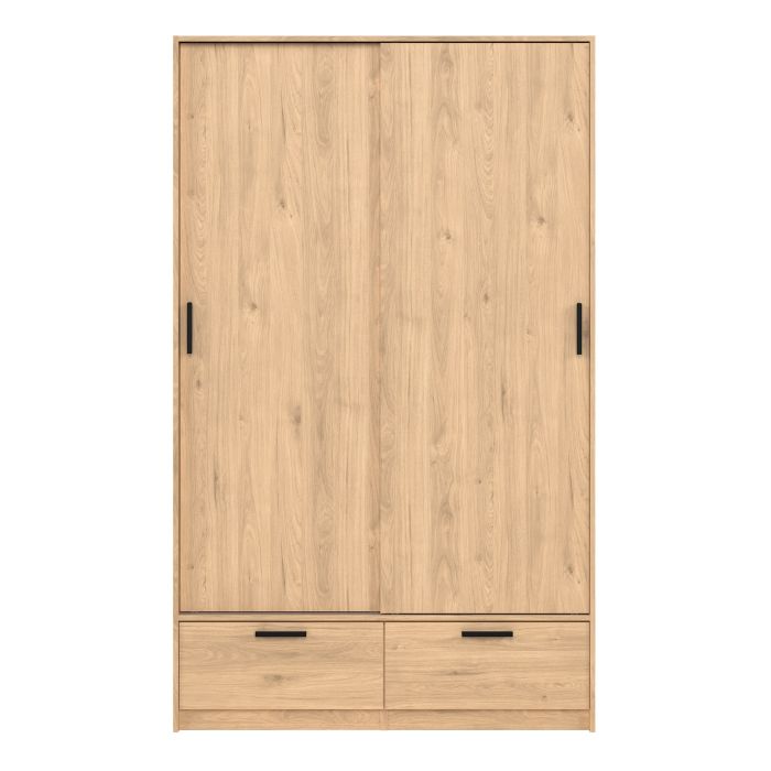 Line Wardrobe with 2 Doors 2 Drawers in Jackson Hickory Oak