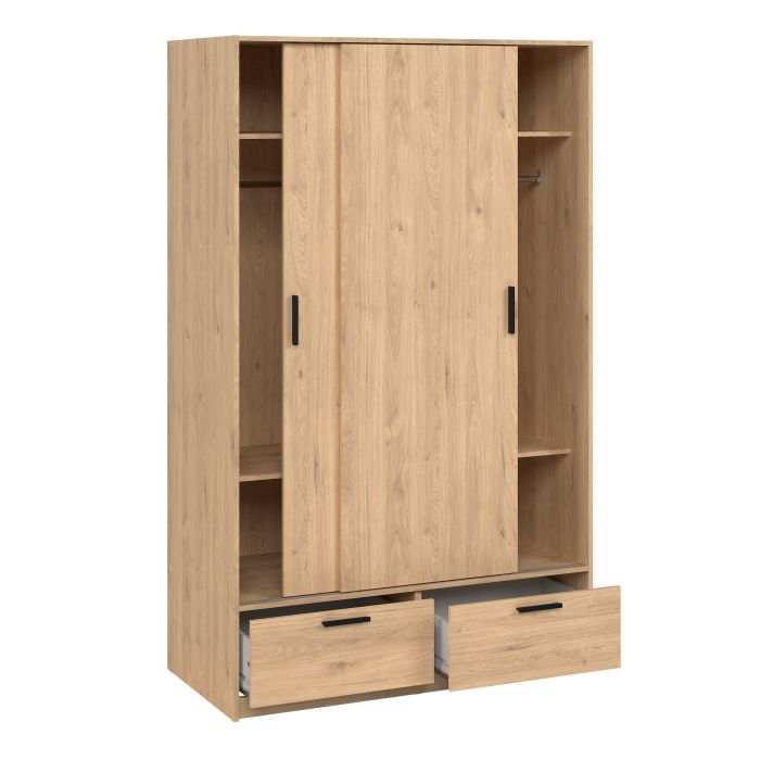 Line Wardrobe with 2 Doors 2 Drawers in Jackson Hickory Oak