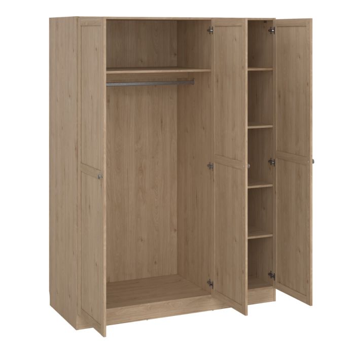 Brande Wardrobe with 3 Frame Doors in Jackson Hickory Oak