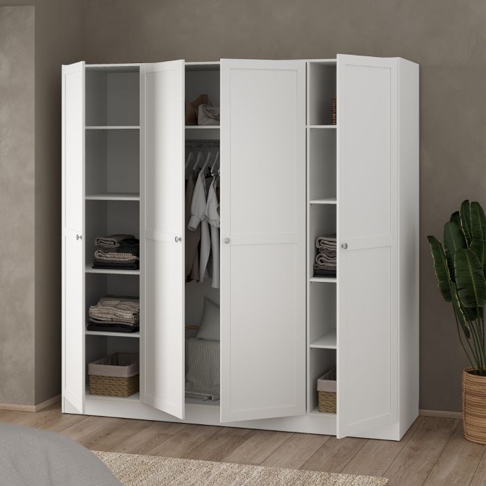 Brande Wardrobe with 4 Frame Doors in White