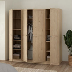 Brande Wardrobe with 4 Frame Doors in Jackson Hickory Oak