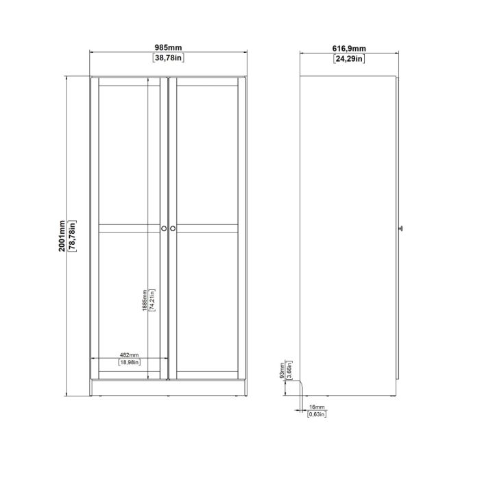 Brande Wardrobe with 2 Frame Doors in Jackson Hickory