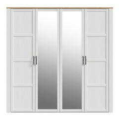 Bohol 2 Door 2 Mirrored Door Wardrobe in White/Riviera Oak