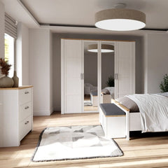 Bohol 2 Door 2 Mirrored Door Wardrobe in White/Riviera Oak