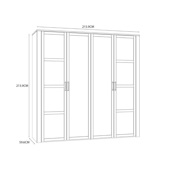 Bohol 2 Door 2 Mirrored Door Wardrobe in White/Riviera Oak