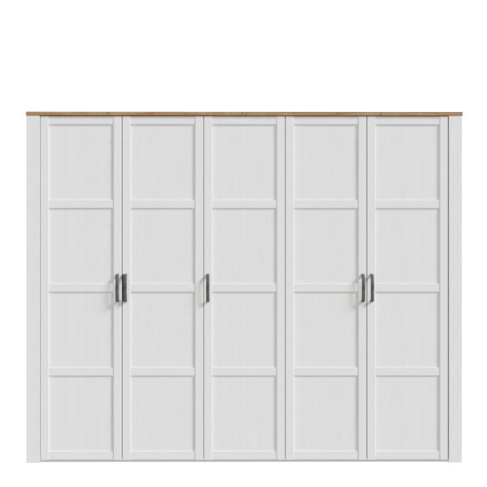 Bohol 5 Door Wardrobe in White/Riviera Oak