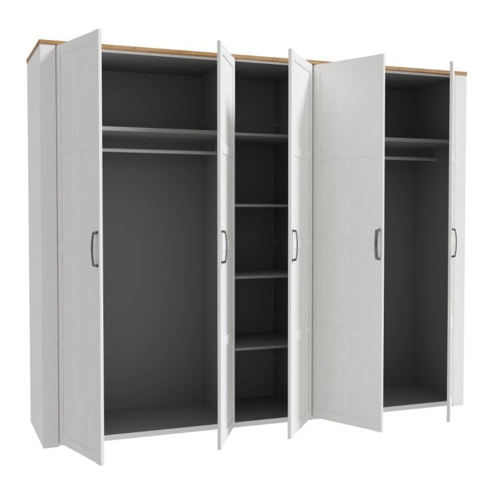 Bohol 5 Door Wardrobe in White/Riviera Oak