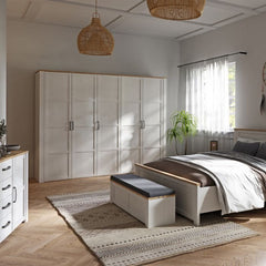 Bohol 5 Door Wardrobe in White/Riviera Oak