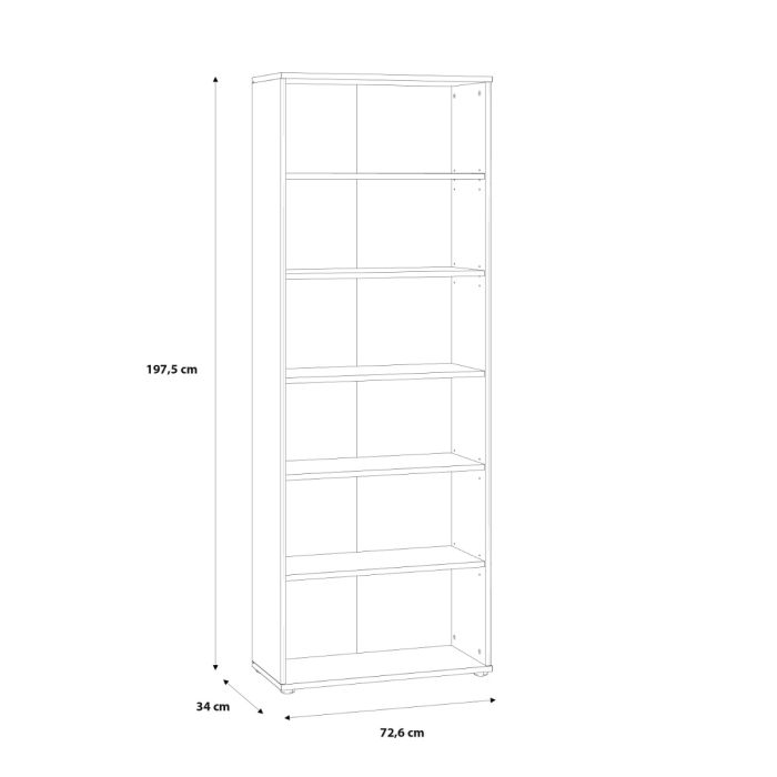 Essential Wide 5 Shelf Bookcase in Vintage Oak