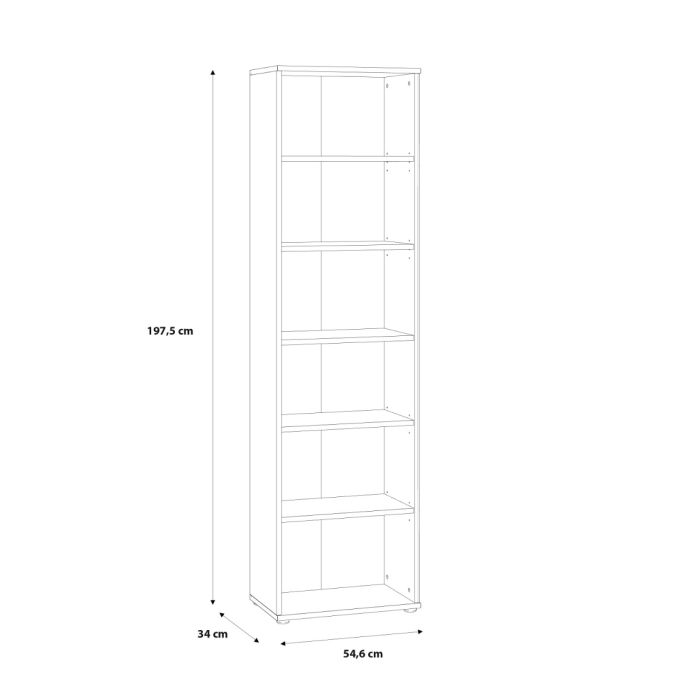 Essential Narrow 5 Shelf Bookcase in Vintage Oak