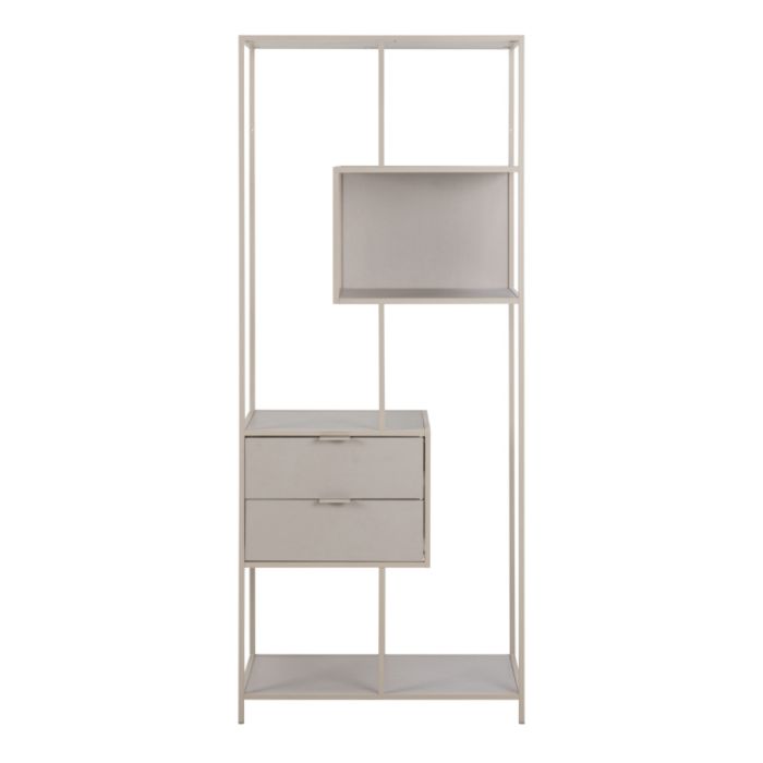 Seaford Tall Grey Metal 2 Drawer Bookcase with 4 Shelves