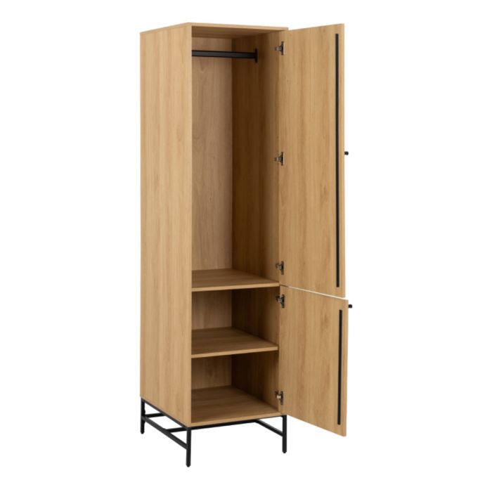 Albany Wardrobe 2 Doors in Oak/Black Legs