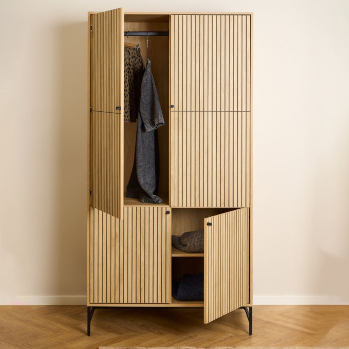 Albany Wardrobe 4 Doors in Black/Oak