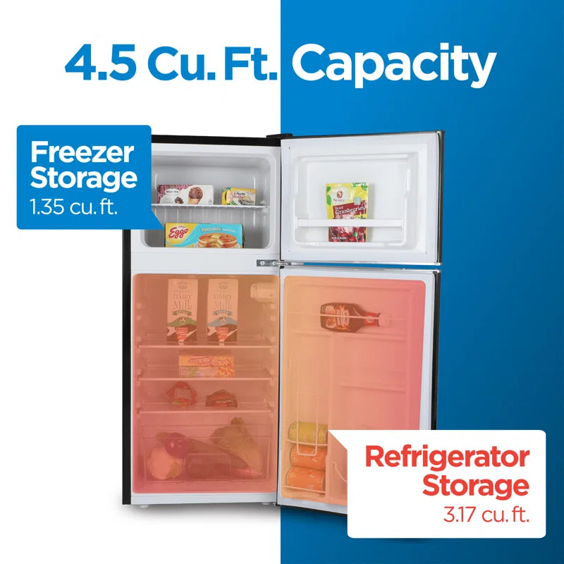 Commercial Cool 4.5 Cu. Ft True Freezer, Vintage Style, Retro Fridge with 2 Slide-Out Glass Shelves