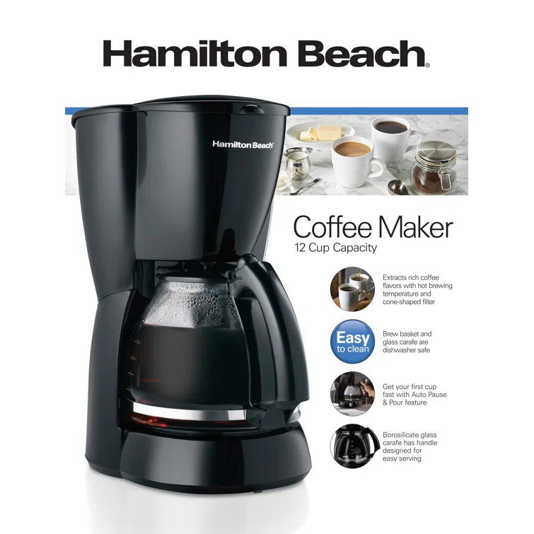 Hamilton Beach® 12 Cup Coffee Maker Glass Carafe Black