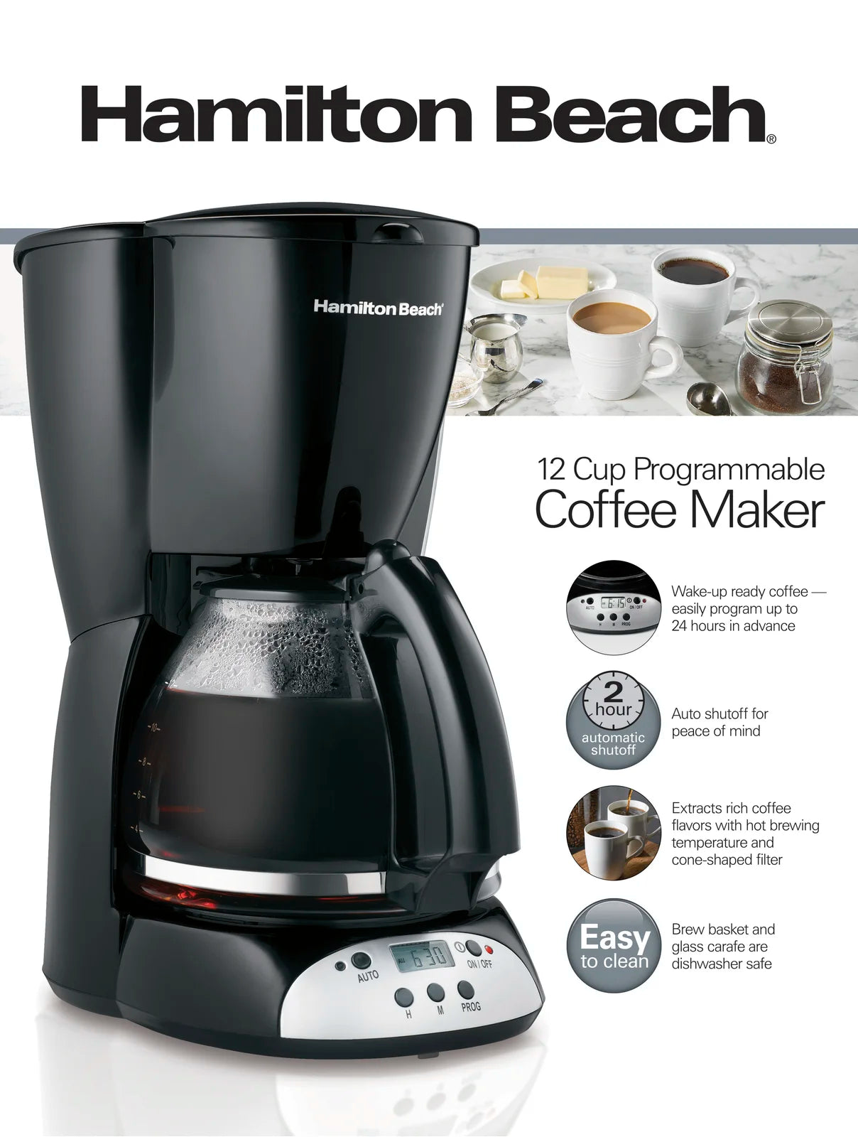 Hamilton Beach® 12 Cup Programmable Coffee Maker Glass Carafe